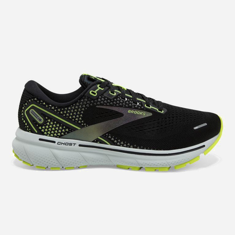 Ténis Brooks Ghost 14 Cushioned Sapatilhas De Corrida Para Estrada Homem Pretas /Verdes Amarelas/Azu